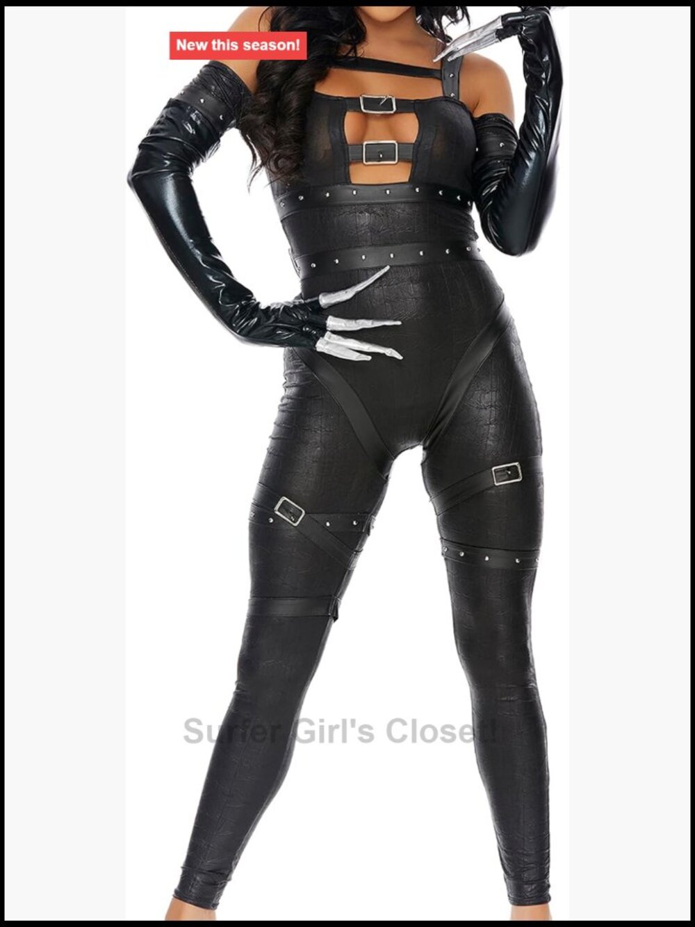 2pc Gothic Movie Character Costume Jumpsuit Scissor Gloves